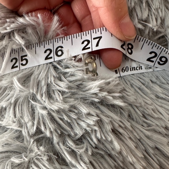 Gray Faux Fur Decorative Pillow - Picture 2 of 3